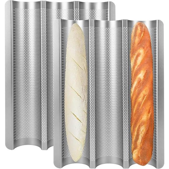 Baguette Bread Pan Set of 2 Nonstick Perforated