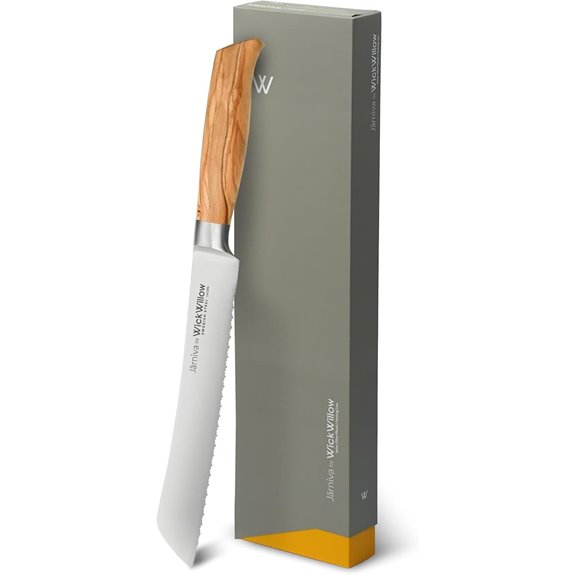 8-Inch Serrated Bread Knife with Olive Wood Handle
