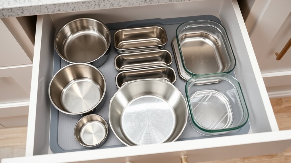 organize bakeware properly carefully