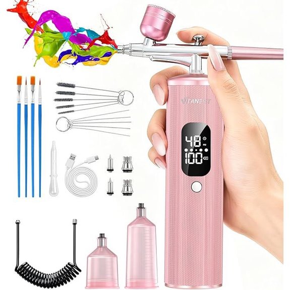 VITANEST Airbrush Kit with Compressor (Pink)