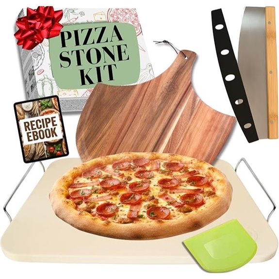 Pizza Stone Set with Peel and Tools (5 Pieces)