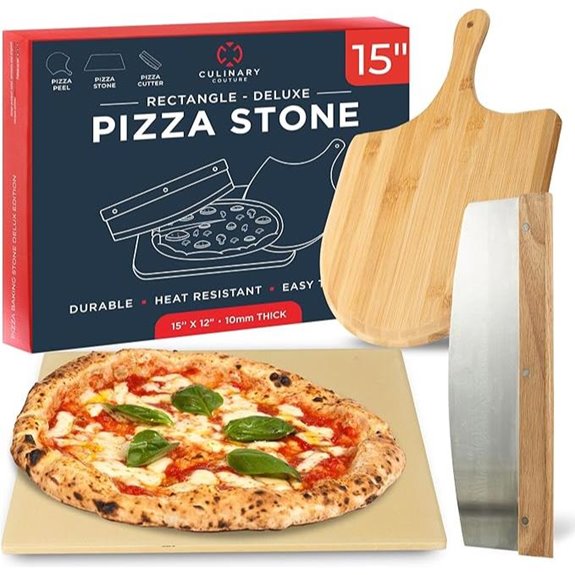 Pizza Stone Set for Oven and Grill 15x12 Inches
