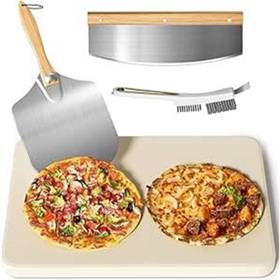 4-Piece 20 Pizza Stone Set with Peel Cutter & Brush