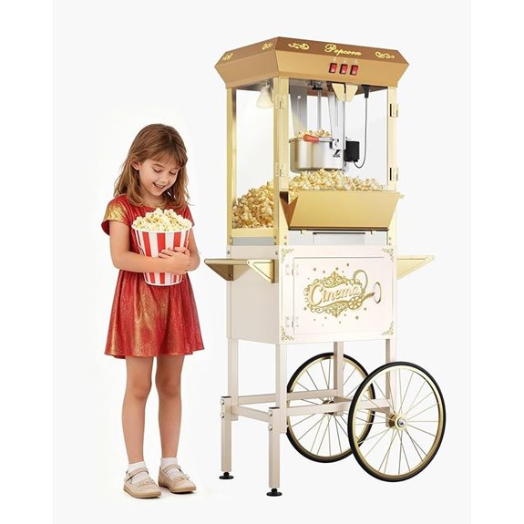 Commercial Popcorn Machine with Cart and Stainless Steel Kettle