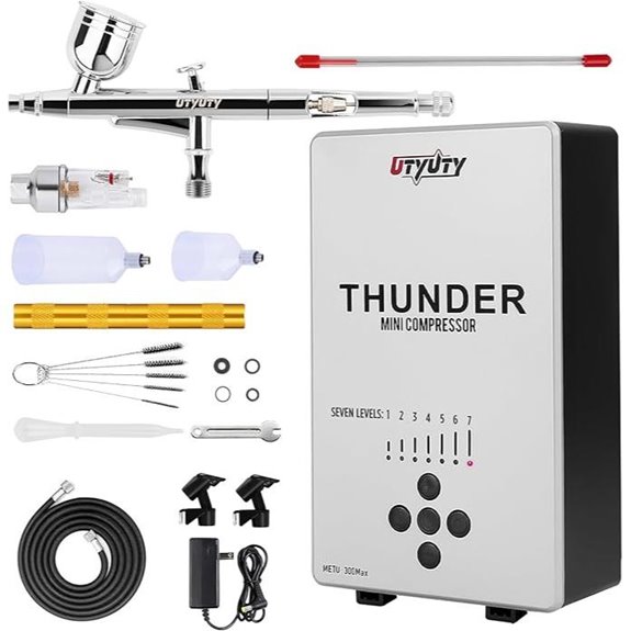 Portable Airbrush Kit with Compressor 7 Pressure Levels