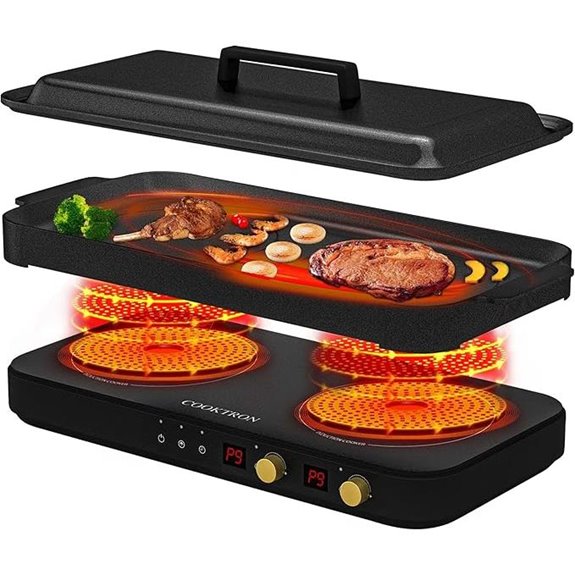 Portable 2-Burner Induction Cooktop with Griddle