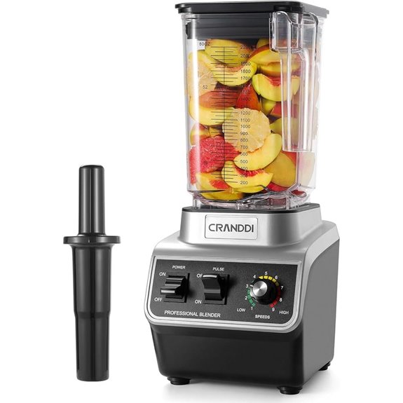 CRANDDI Commercial Blender 1500W 80oz 9 Speeds