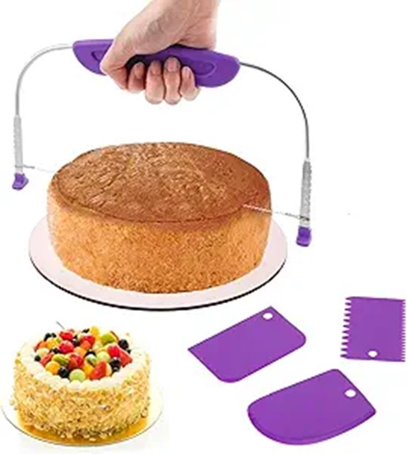 Adjustable Cake Leveler and Scraper Set (Purple)