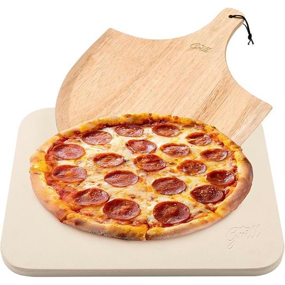 Hans Grill Rectangular Pizza Stone with Wooden Peel