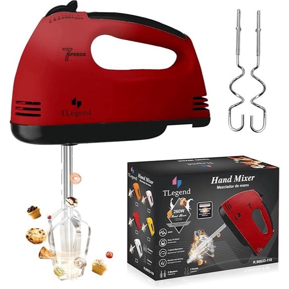 Electric Hand Mixer with 7 Speeds (Red)
