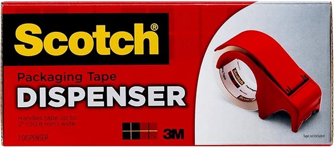 red handheld tape dispenser