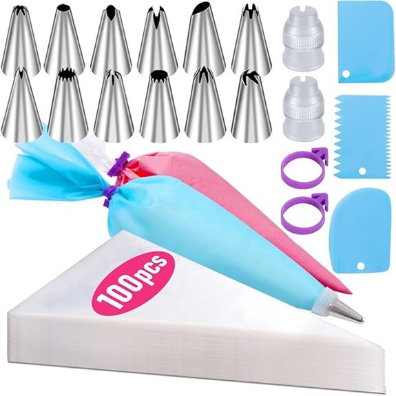 Piping Bags & Tips Set with Reusable Bag