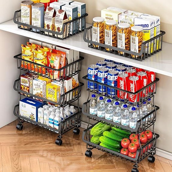 3-Tier Rolling Pantry Organizer with Wheels