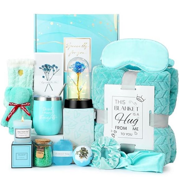 Spa Gift Basket for Women with Rose & Blanket