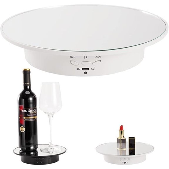 Rotating Display Stand with Mirror Cover and USB