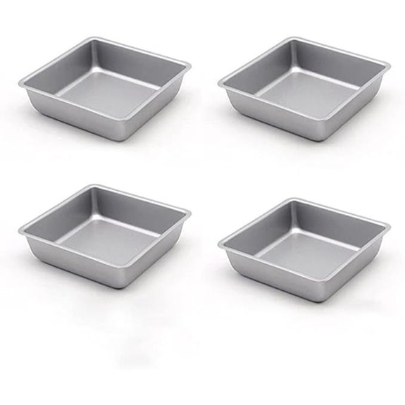 Flunyina 4-Inch Non-Stick Square Cake Pans (Set of 4)