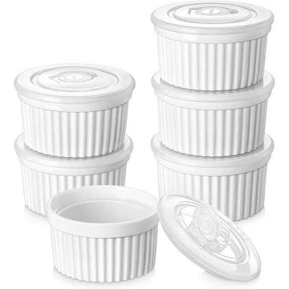 Vancasso 8oz Porcelain Ramekins with Lids (6)