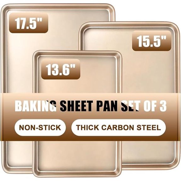 Baking Sheet Pan Set of 3 Nonstick Gold