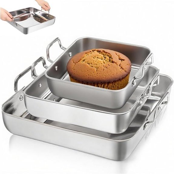 Tebery Set of 3 Square Nonstick Cake Pans