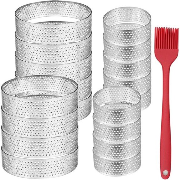 20 Pack Stainless Steel Pastry Rings for Baking