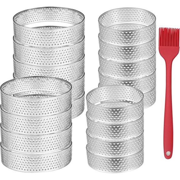 20 Pack Stainless Steel Tart Rings for Baking