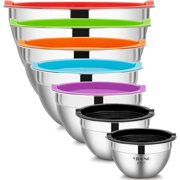 YIHONG 7-Piece Metal Mixing Bowls with Lids