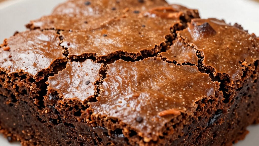 shiny brownie crust formation