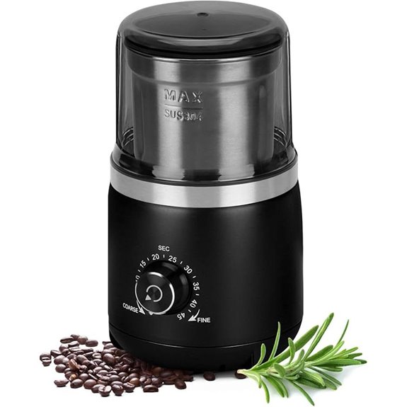 Electric Coffee Grinder with Silent Blades & Timer