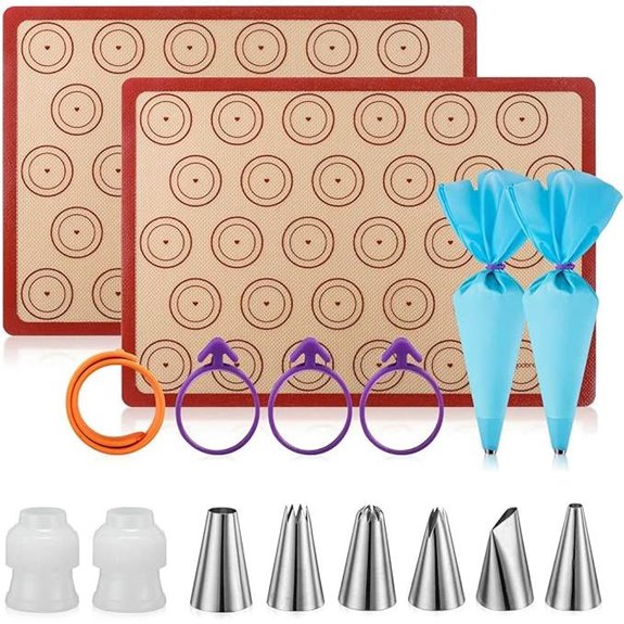 Angadona Silicone Baking Mats Kit with Piping Tools