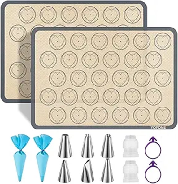 YOFONE Silicone Baking Mats with Piping Kit (2-Pack)