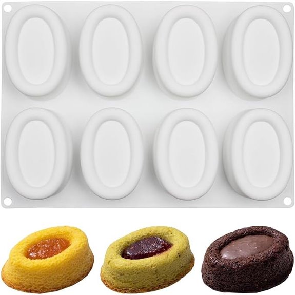 Professional Silicone Baking Mold Set (8-Cavity Oval)