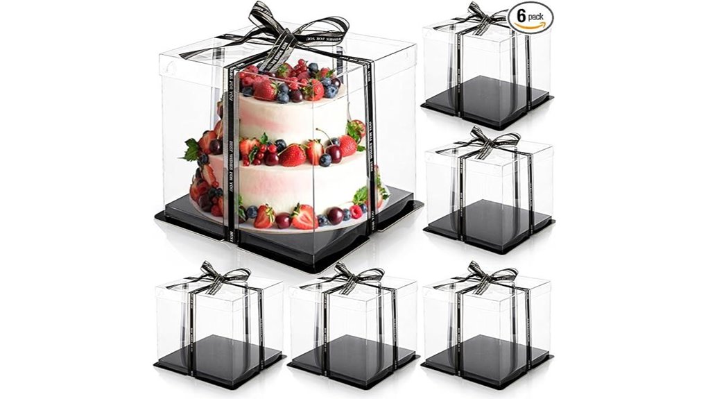 six clear cake box sets