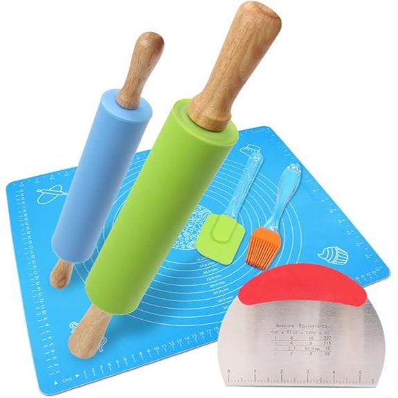 Ewinever 6-in-1 Pastry Rolling Pin & Mat Kit