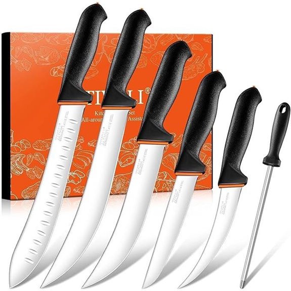 TIVOLI 6-Pack Butcher Knife Set with Sharpener
