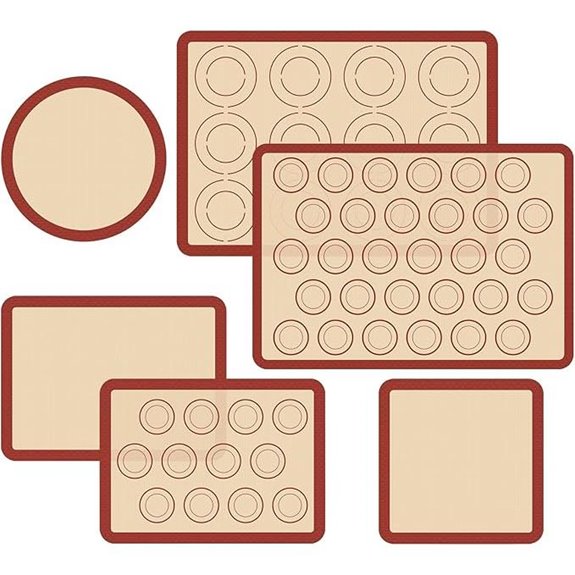 Silicone Baking Mat Set of 6 for Macarons and Cookies
