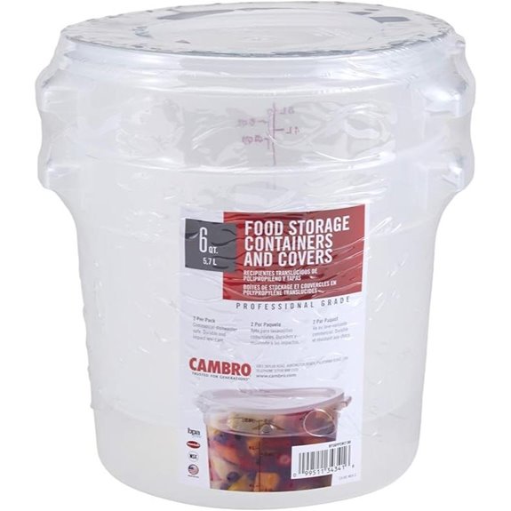 Cambro RFS6PPSW2190 6-Quart Round Food-Storage Container with Lid Set of 2