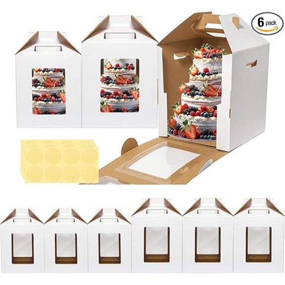 McFleet 6 Pack Tall Cake Boxes with Window