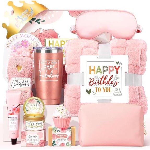 Birthday Gift Basket for Women with Spa & Blanket