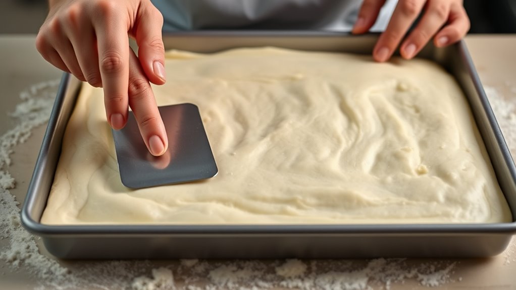 spread dough evenly smoothly