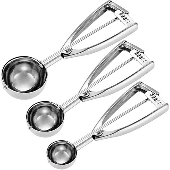 Cookie Scoop Set of 3 - Stainless Steel Baking Scoops