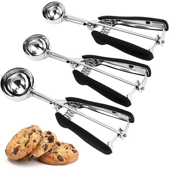 Cookie Scoop Set of 3 Stainless Steel Ice Cream Scoopers