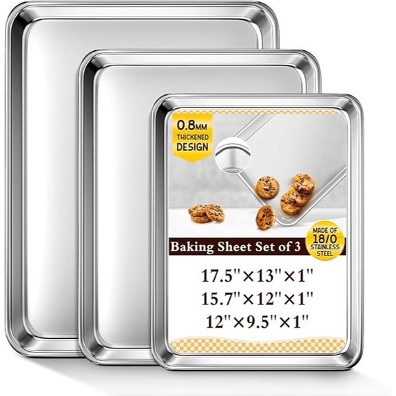 Baking Sheet Set of 3 Stainless Steel Cookie Sheets