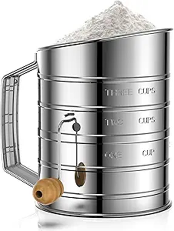 Esvopa Stainless Steel Flour Sifter with Crank