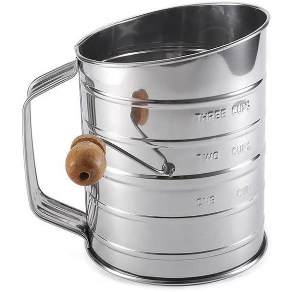 Stainless Steel 3-Cup Flour Sifter with Hand Crank