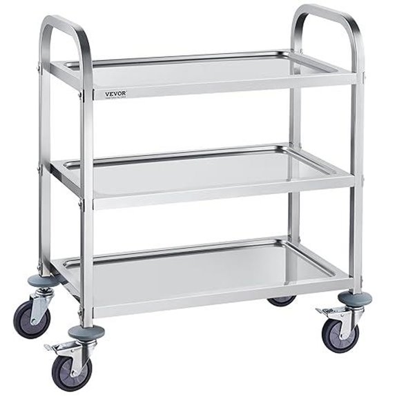 VEVOR Stainless Steel Utility Cart with Lockable Wheels