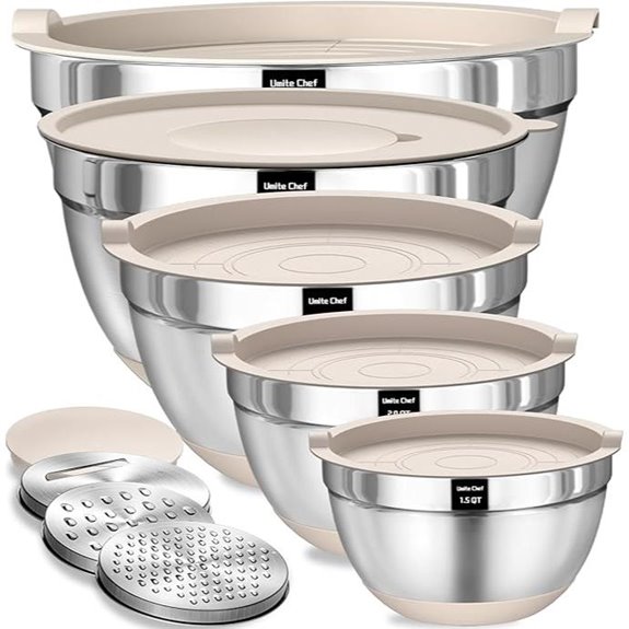 Umite Chef 8-Piece Stainless Steel Mixing Bowls Set