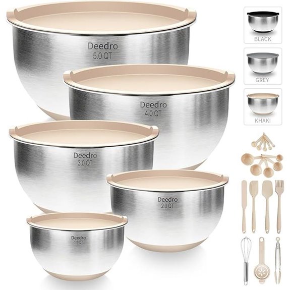 Deedro Stainless Steel Mixing Bowls with Lids (22 pcs)