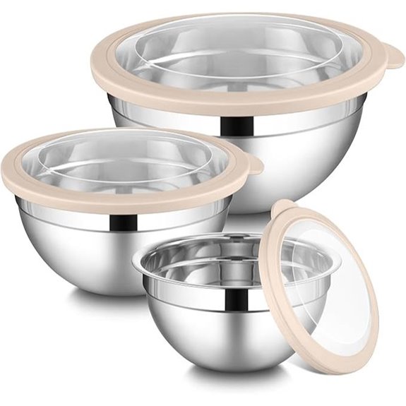 LIANYU Stainless Steel Mixing Bowls with Lids (3 Pack)