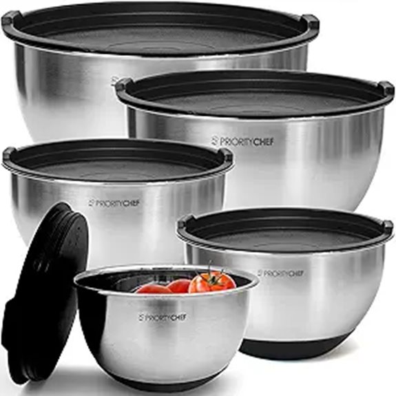 Priority Chef Stainless Steel Mixing Bowls with Lids Set