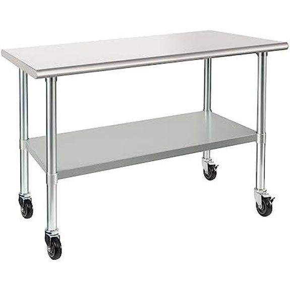 HARDURA Stainless Steel Mobile Work Table with Shelves